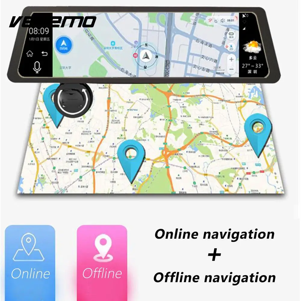Bluetooth Android 5,1 Visor de lente espejo sensores universales Monitor de visión trasera de coche cámara de copia de seguridad de fotografía duradera - 5