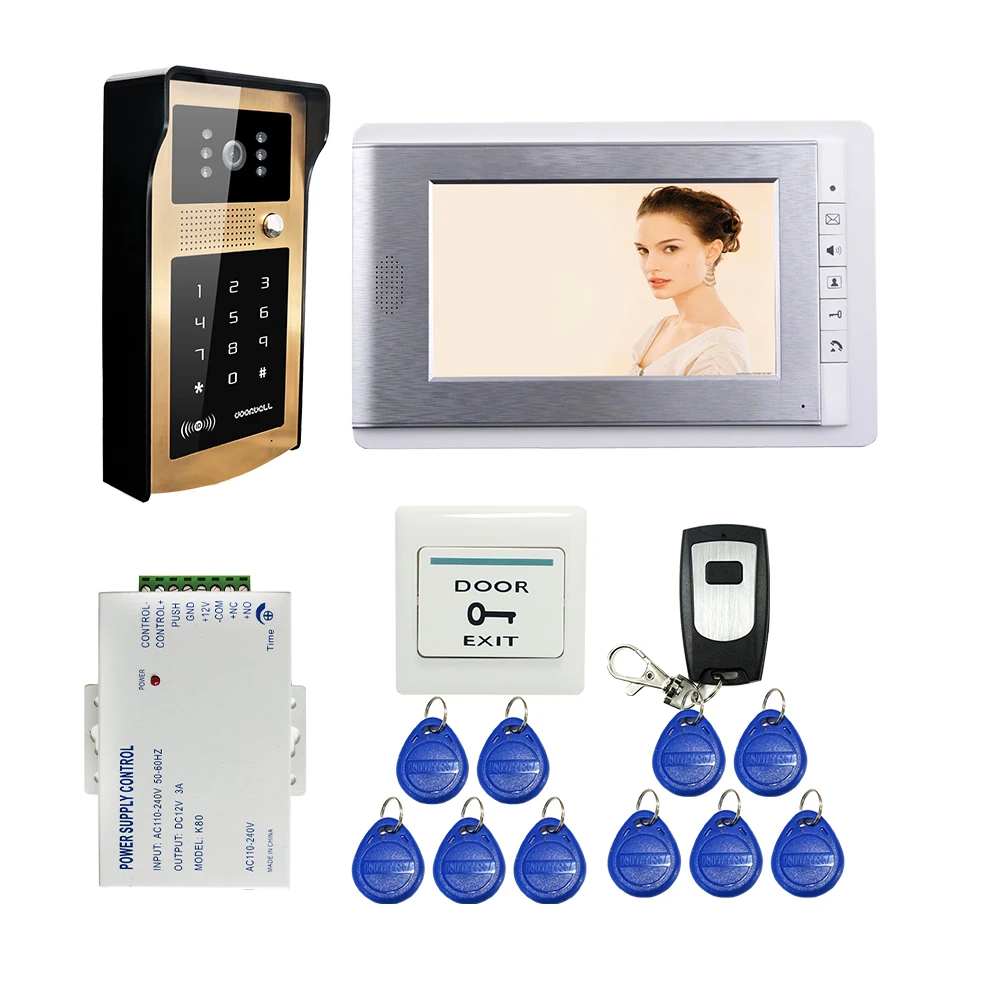 FREE SHIPPING 7 inch Video Intercom font b Door b font Phone System White Monitor Wateproof