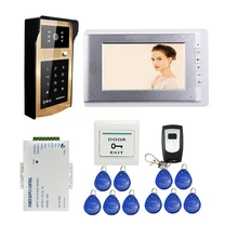 ENVÍO LIBRE 7 pulgadas de Video Teléfono de Puerta de Intercomunicación Sistema de Blanco Código de Acceso Del Teclado RFID Timbre Monitor + Wateproof Cámara + remoto