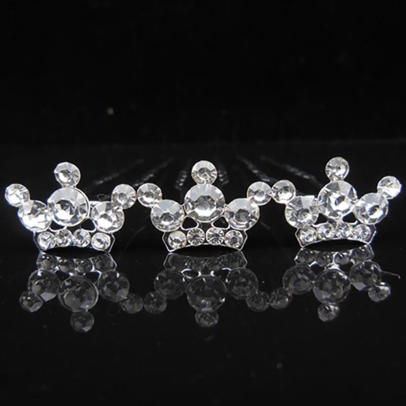 

60 Pcs New Princess Crown Bridal Wedding Prom Crystal Rhinestone Hair Pins Hair Clip Hair Sticks Hair Accessory Free Shipping