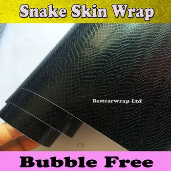 

Black Snake Skin Vinyl Wrap Air release Animal skin Car Wrapping Film For Car styling Free Shipping size 1.52x30m/Roll