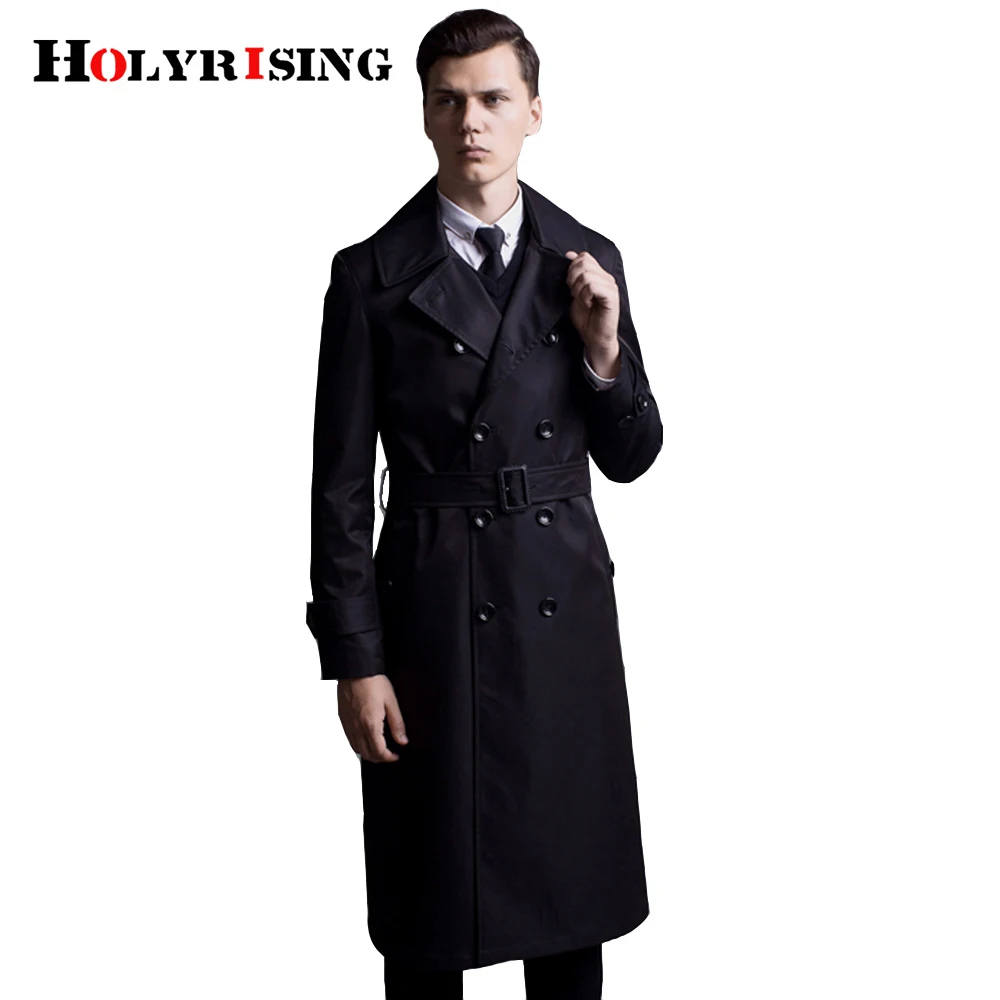 Мужской плащ размера плюс Мужская одежда весна и осень длинный Тренч Дизайн двубортные пальто мужская верхняя одежда мода 18425