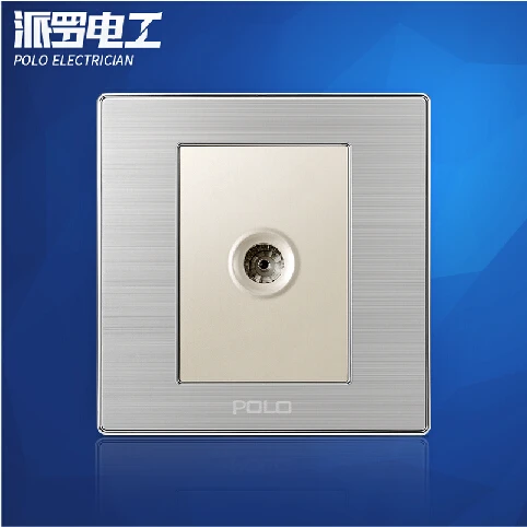 

Wholesale POLO Luxury TV Wall Socket Panel, TV Outlet, Champagne/Black, Electric Socket, 10A, 110~250V, 220V,86*86mm