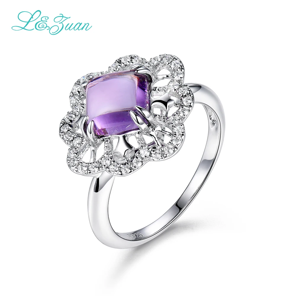 

pierscien Fine Jewelry 925 Sterling Silver Jewelry Ring Luxury Natural Amethyst Purple Stone Prong Setting Ring for Woman takI