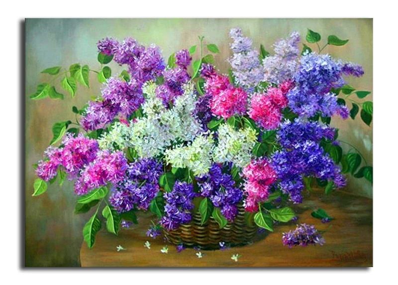 flowers-painting-lilacs-basket-purple-flower-picture-3d