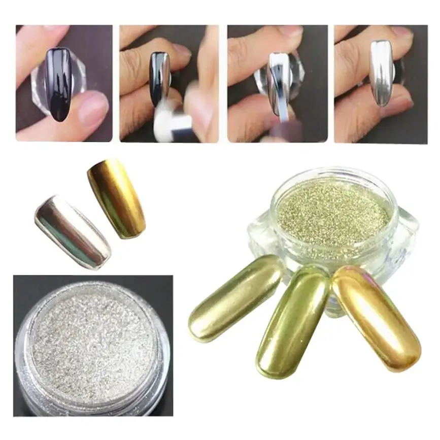 Pretty Lady 1 Box Gold Sliver font b Nail b font Glitter Powder Shinning font b