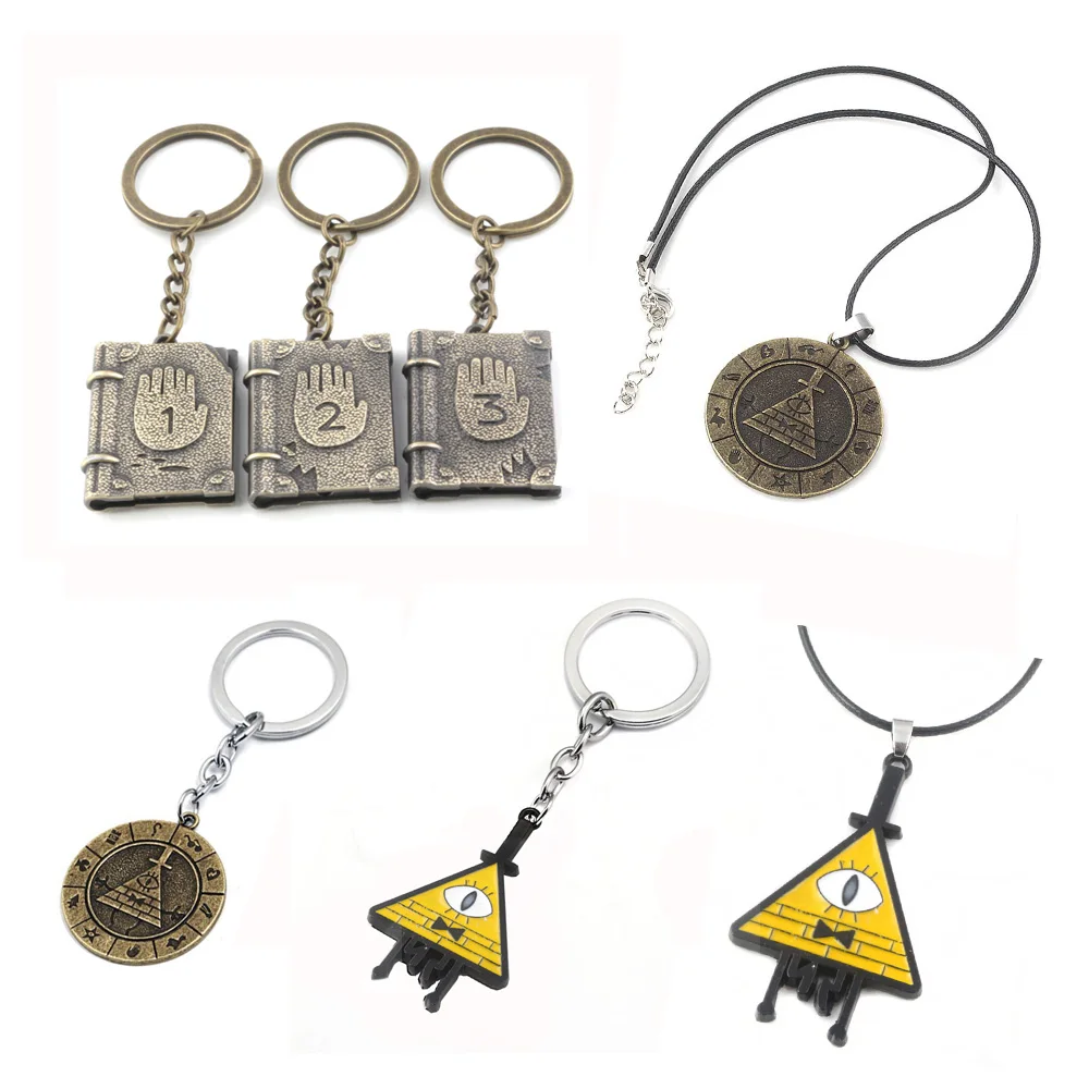 

RJ New Gravity Falls Bill Cipher Boss Journal 3 Diepsloot diary Key Chains Metal Keychain Keyring&Necklace Men Women Jewelry