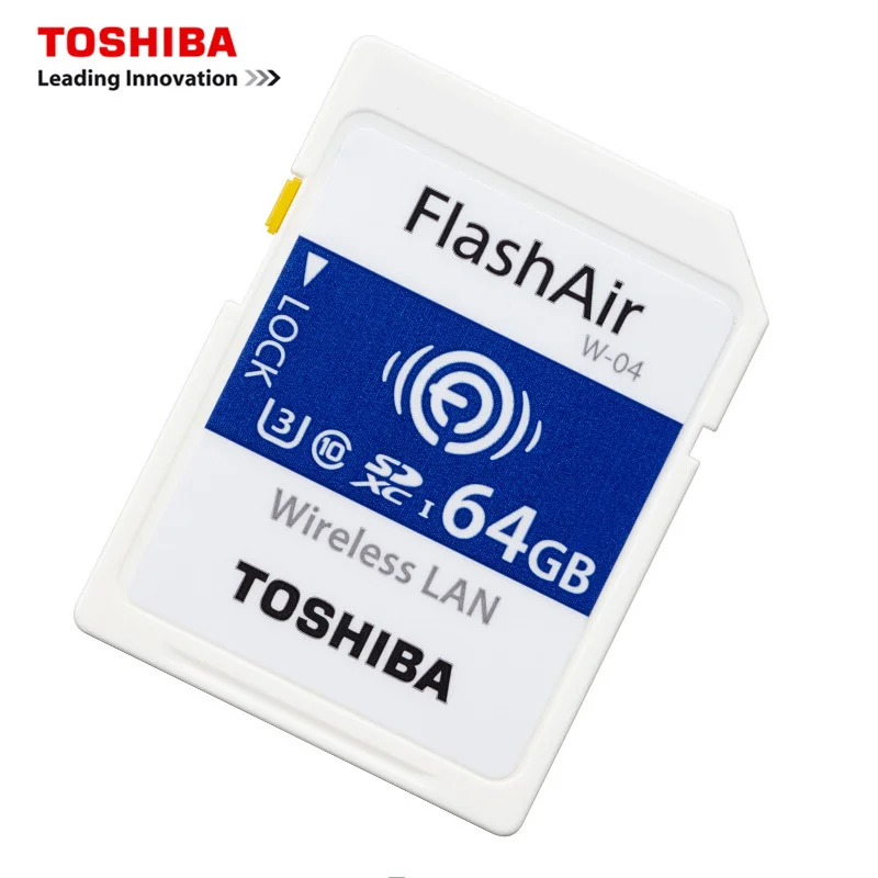 Купить TOSHIBA Wi Fi карты памяти 32 Гб 16 GB 64 GB SD Card 32 GB Class 10 U3 FlashAir W 04 флэш карта памяти Wi Fi SD Card для цифровых Камера