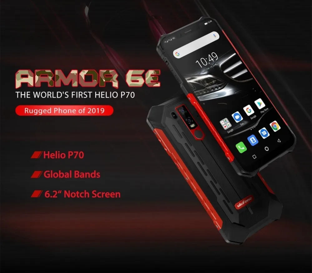 Ulefone Armor 6E IP68 водонепроницаемый ударопрочный мобильный телефон Helio P70 4 Гб+ 64 Гб 6," 19:9 FHD+ 5000 мАч Android 9,0 NFC разблокировка лица