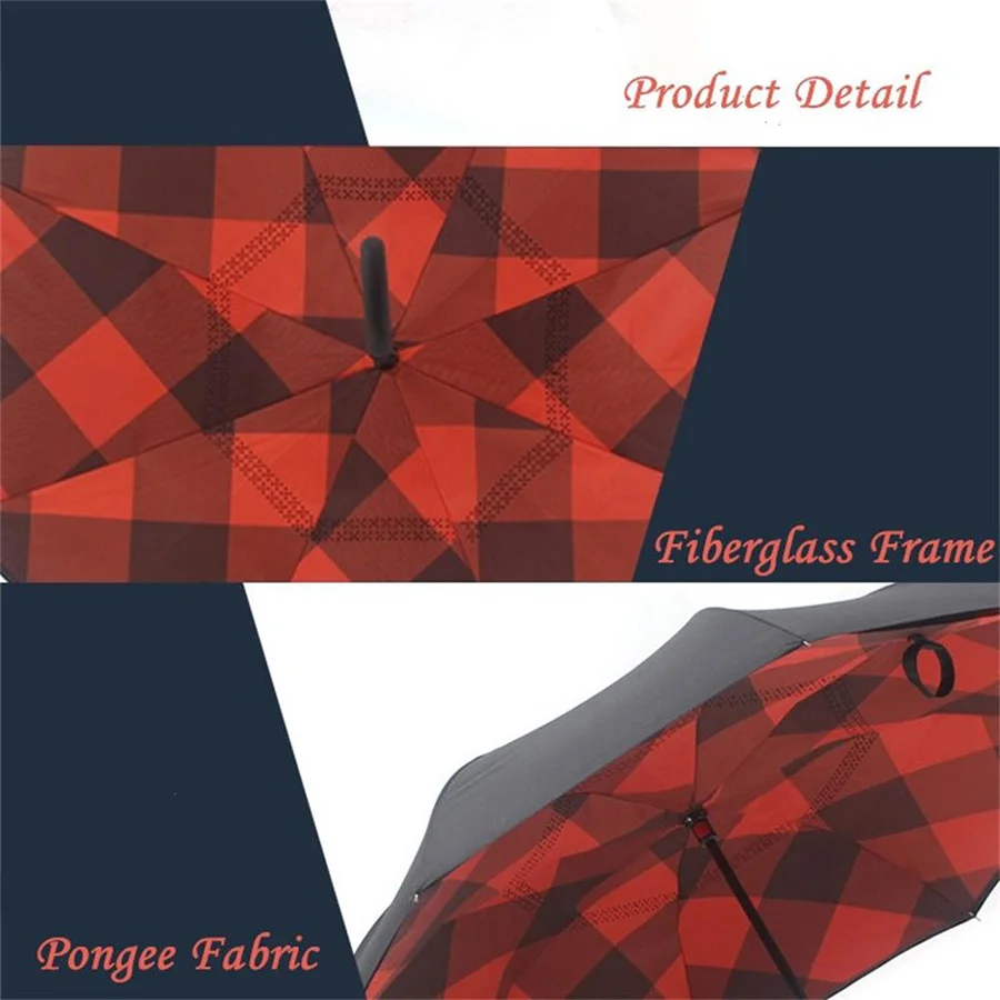5-Women'S Umbrellas Inverted Durable Business Quality 2018 New Design Windproof Reverse Umbrella C-Hook Hands For Car 
