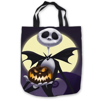 

Custom Canvas jack skellington Tote Shoulder Shopping Bag Casual Beach HandBag Daily Use Foldable Canvas #180713-1-38