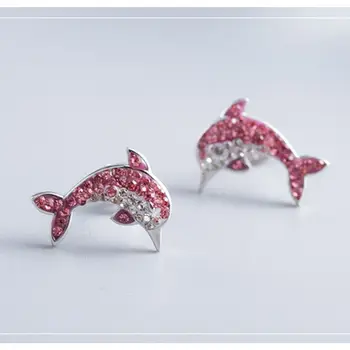 

1 Pair Delicate Unique Design Pink Dolphins Shape Stud Earrings New Arrival Fashion Women Jewelry Gift