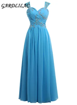 

New Sweetheart Spaghetti straps Bridesmaid Dresses 2019 Plus Size Chiffon Wedding Party Gown With Beads Maid of Honor Prom Gown