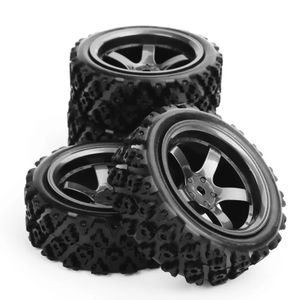 4 шт./компл. 4x Резиновые шины колеса комплект 6 мм смещение для 1/10 RC ралли внедорожных автомобилей
