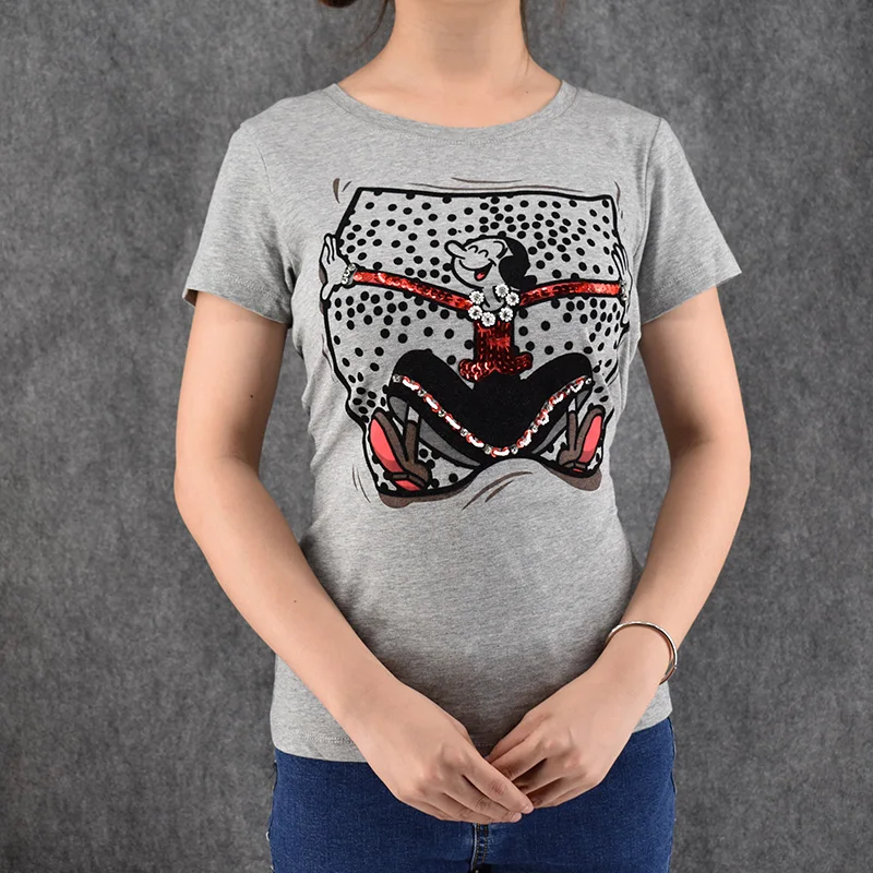 Women Tops 2016 Summer New T shirt Brand Women Casual Blusas Cartoon Dancing Print Femininas