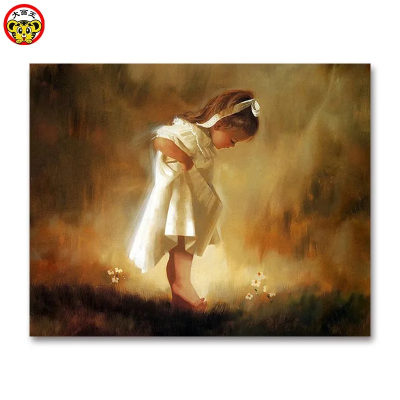 Картина по номерам художественная краска по номерам diy детская мебель декоративные картины маленькая девочка белая юбка ангел Лолита наполнение - Цвет: 3150