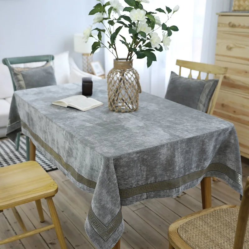 Gray thick table cloth Nordic solid rectangular tablecloth home party