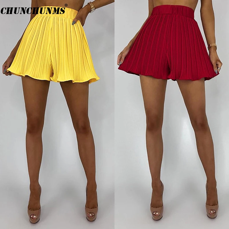 

2019 Summer Pleated Pant Skirt Fashion Leg Wider Women Culotte Casual Loose Ladies Short Pantskirt Preppy Girl divided Skirt