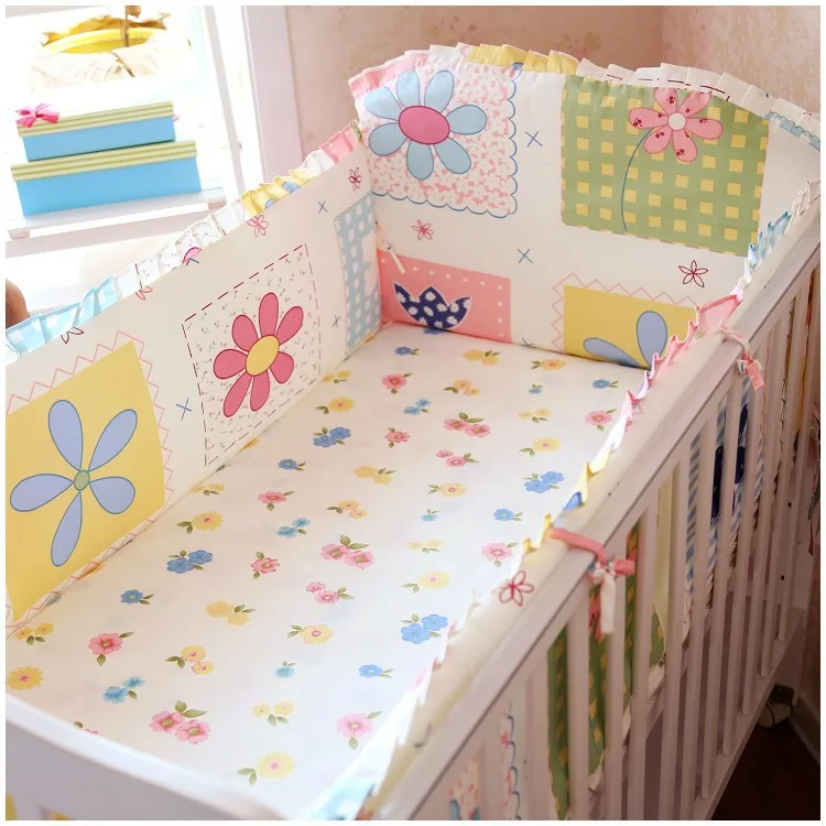 

Promotion! 6PCS Baby bedding set cartoon crib set 100% cotton bumper suit bedclothes (bumper+sheet+pillow cover)