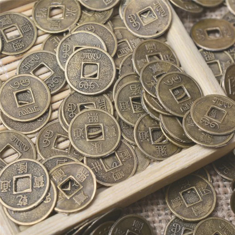 100 шт 10 мм китайские лаки древние фэн-шуй монеты хороший приносящий удачу Дракон и Феникс антикварные богатство коллекция денег подарок