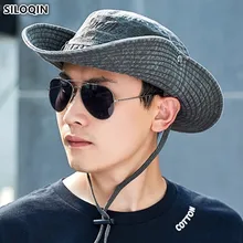 SILOQIN для взрослых мужчин хлопковые Панамы Новые Летние путешествия солнцезащитный козырек шляпа для мужчин ветер веревка фиксированная Рыбалка плоские шапки