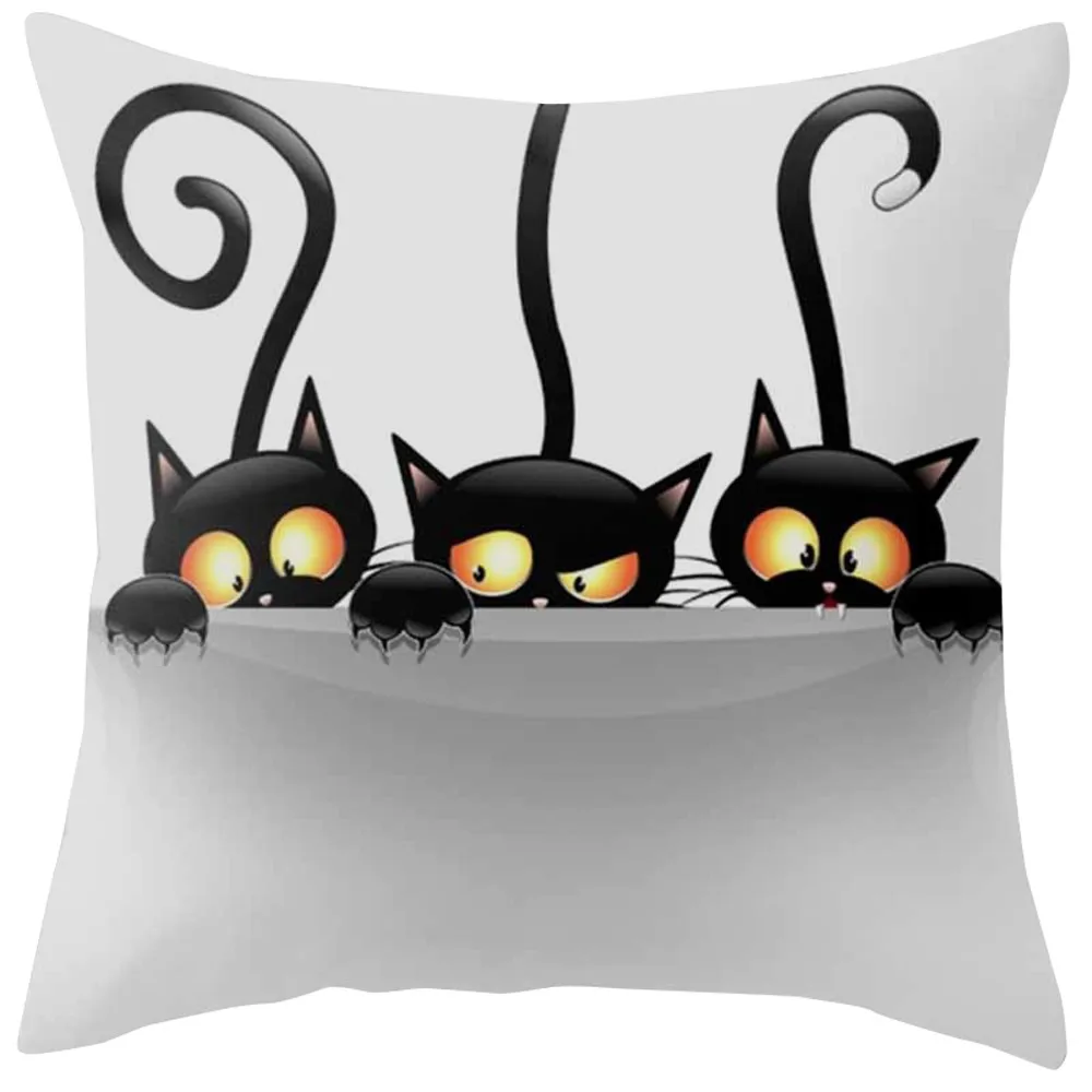Черный кот животное узор наволочки ткани, печать Наволочки Чехол подушки украшения для дивана сиденья матраса Чехлы для домашнего декора