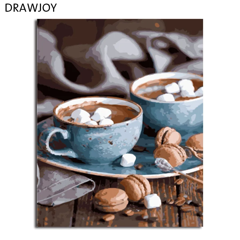 DRAWJOY картина в рамке DIY живопись по номерам картина маслом кофе живопись и каллиграфический домашний декор натюрморт