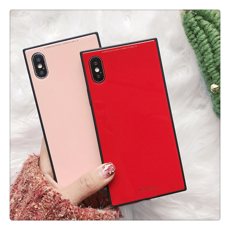 Роскошный квадратный чехол из закаленного стекла для iPhone 12 Pro 11 8 7 6 6S Plus SE 2020 с