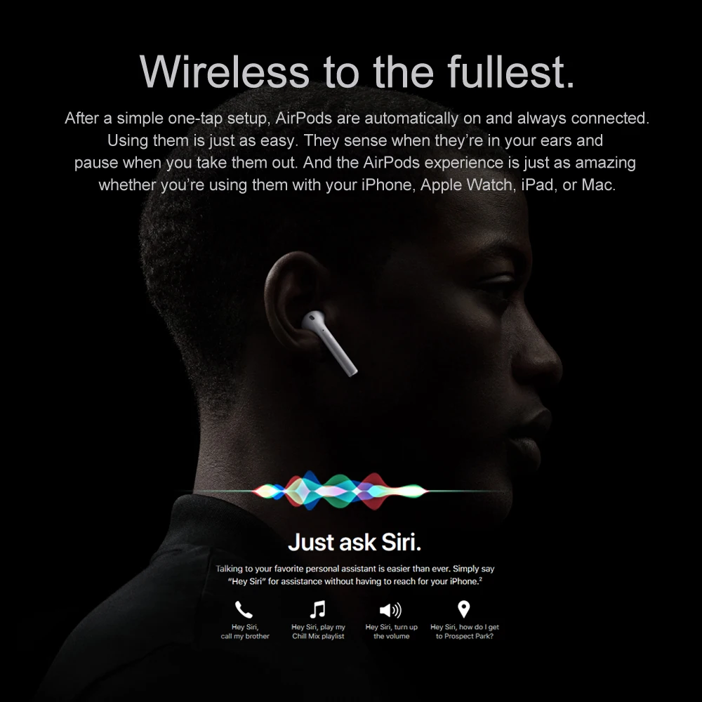 Apple AirPods 2nd с зарядный чехол Беспроводной Bluetooth наушники стерео наушники для прослушивания музыки, для iPhone, iPad, Mac часы