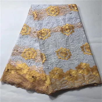 

2019 High Quality African Lace Fabric With Stones Tulle Lace Fabric New Design Nigerian Tulle Lace Fabric JG6