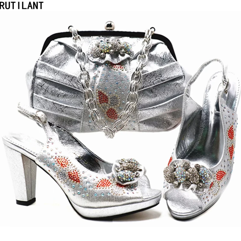 

New Italian Shoes and Bag Sets for Party Women Shoes High Heel Nigerian Women Wedding Shoes and Matching Bags High Quality