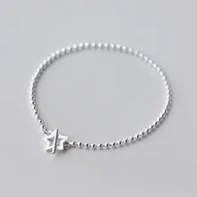 Полые звезды 925 браслеты из стерлингового серебра для женщин Шарм бисерная цепь регулируемый браслет на запястье девушка подарок модные ювелирные изделия