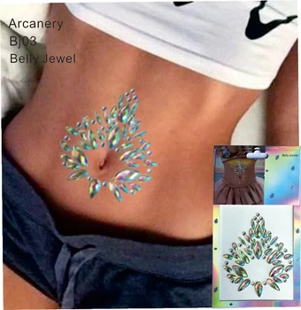 

BJ03 1 Piece Rainbow Clear Resin Body Belly Jewelry Rhinestone Belly Rings Sticker Best for Swimsuit body Art Tattoo Sticker