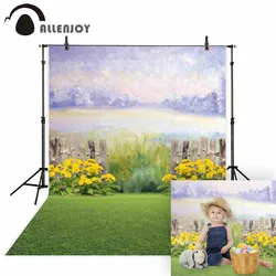 Allenjoy photography background watercolor spring flower fence garden kid Easter backdrop photocall photo studio shoot fabric