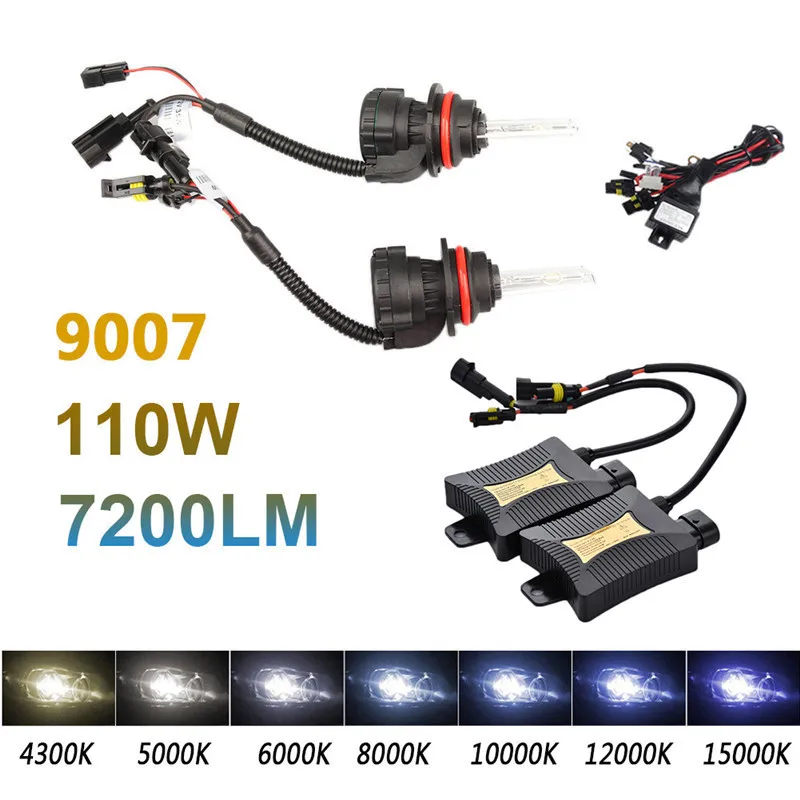 2Pcs 9007 55W Xenon HID Light 4300K 6000K 8000K 7200LM Xenon HID Kit