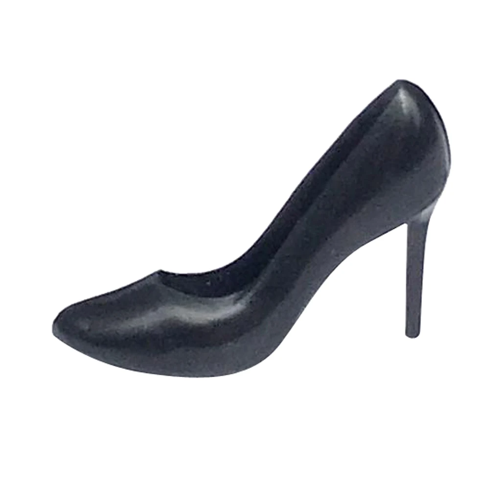 1/12 Scale Miniature Plastic Black High Heel Shoes Dolls Accessories for Doll House Room Furniture Woman Figures Accessory Decor