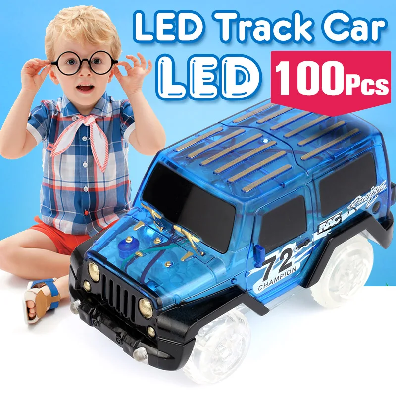 

100pcs Electronics Car Flashing Lights Tracks Car LED Lights Glowing Track Boys&Girls Educational Toy For Children