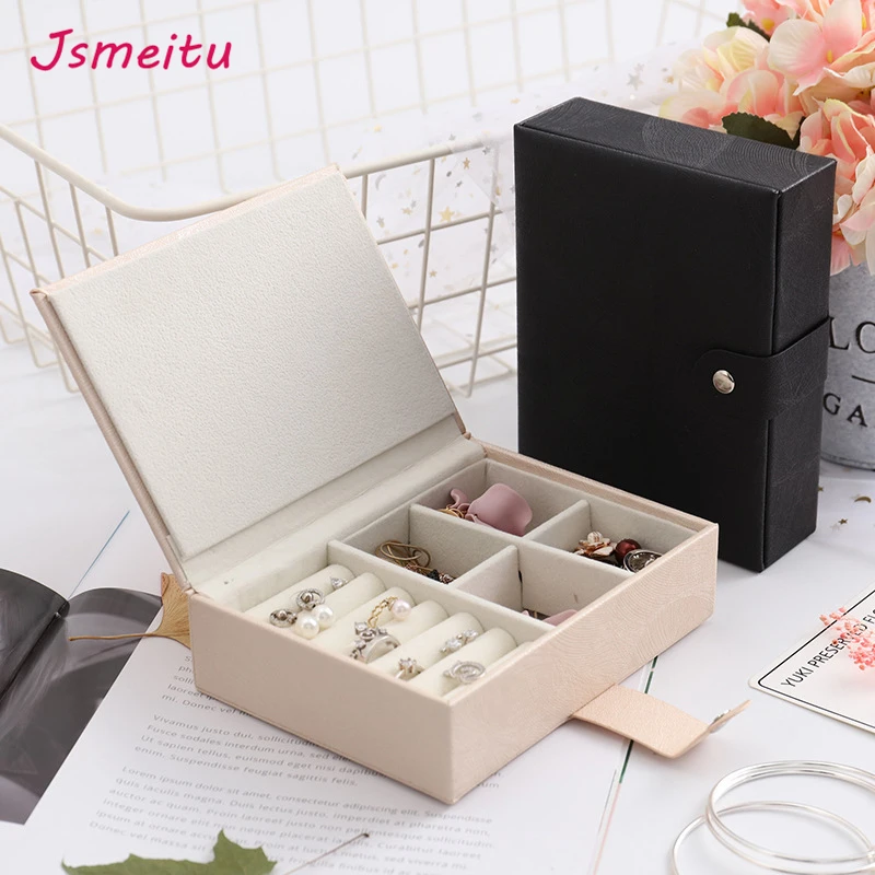 

rectangle jewelry box wedding ring earring box holder pu leather jewelry display joyeros organizador de joyas JP-17