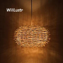willlustr wicker pendant lamp handmade suspension light bird nest shape hanging lighting bar hotel restaurant mall lounge porch willlustr copper pendant lamp brass hanging light fabric shade chandelier modern suspension lighting american country bronze