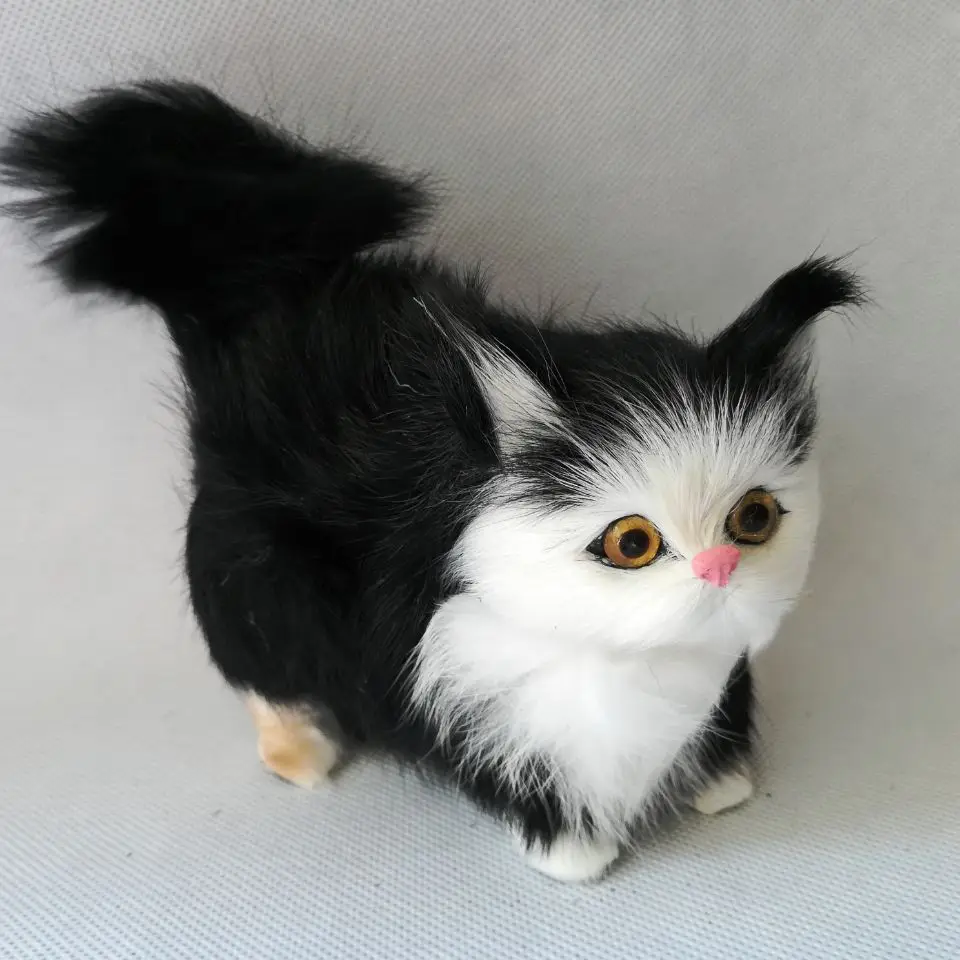 

Реальная игрушка, около 12x13 см, модель черной кошки из полиэтилена и искусственной кошки, модель, украшение для дома, подарок h1259