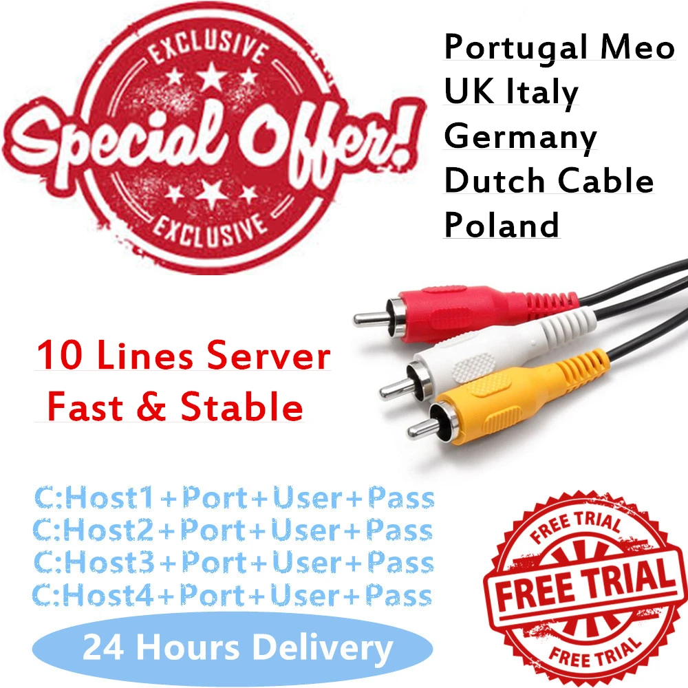 

Cccam Cline for 1 Year 10 lines for Europe Spain Portugal Meo Italy UK Poland Germany France for Satellite Receiver DVB Receptor