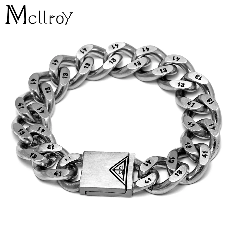

Mcllroy Stainless Steel Magnet Bracelet Men Punk Rock Jewelry Statement Pulseira Masculina Chain Link Bracelets for Women Men