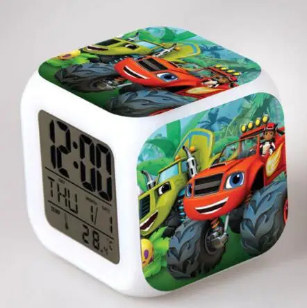 Blaze and Monster Machines светодиодный цифровой будильник часы reloj despertador de cateceira horloge digitale детские игрушки подарки - Цвет: Темный хаки