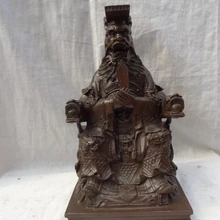 USPS в США S1327 1" Китайский Чистая Бронзовый Небесах Бог Дракон Король Яма Аид Король Ада Статуя