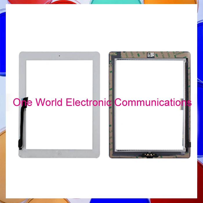  20Pcs/lot For Ipad 2 Ipad 3 Ipad 4 Touch Screen Digitizer With Home Button Glass Pancel Assembly +3M Adhesive Free DHL 