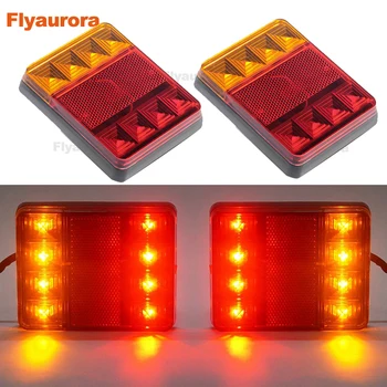 

2Pcs 8 LED Truck Rear Tail Lights Warning Lighting Rear Lamps 12V Waterproof Tailights Rear Parts for Trailer Truck Lorry Boat
