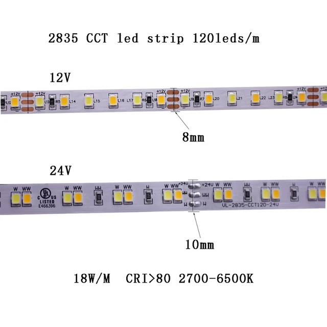 Dual White color temperature adjustable LED flexible strip