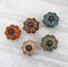 Vintage Pumpkin Ceramic Knobs Dresser Knob Drawer / Ceramic Cabinet Handle / Colorful Kitchen Door Knob Furniture Hardware