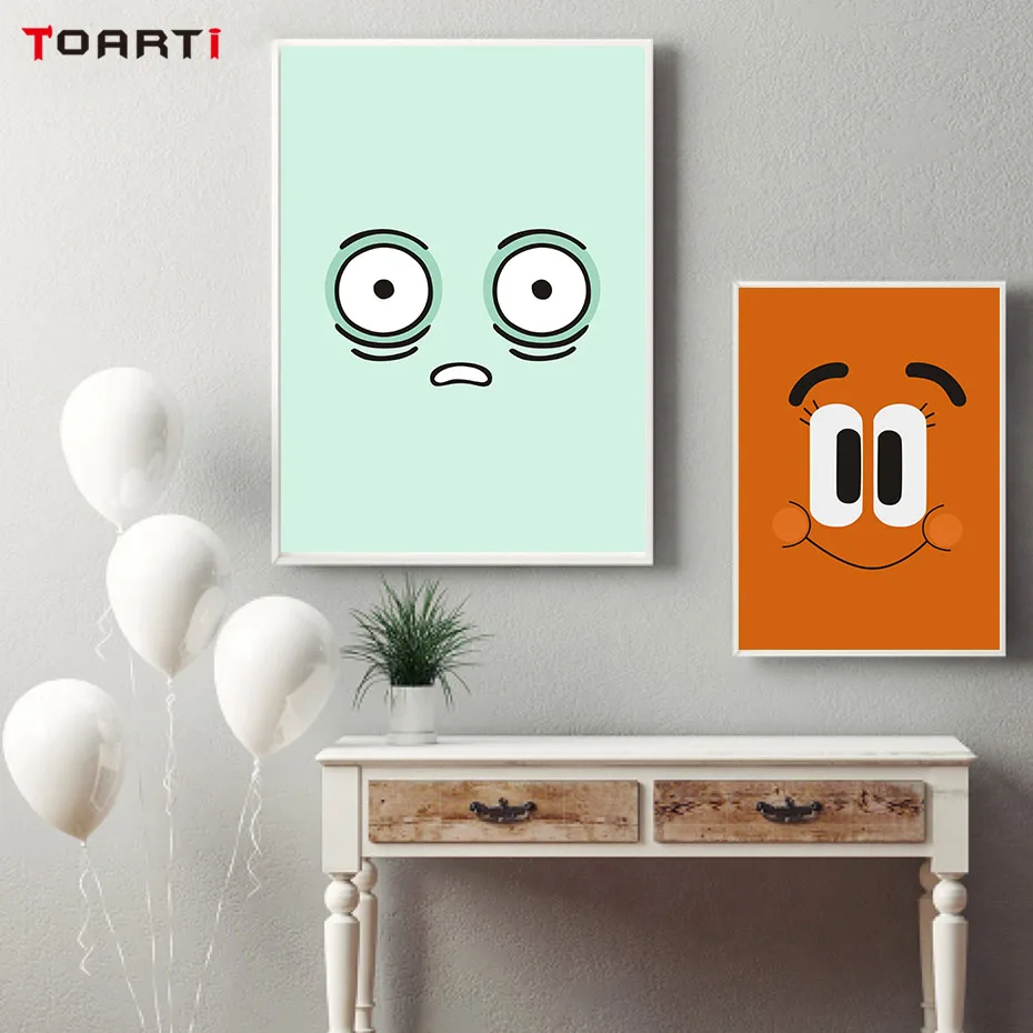 Funny Cartoon Face Emoticon Canvas Painting Scandinavian Wall Art Picture For Kids Room Home Decor Nursery Poster Christmas Gift (1)