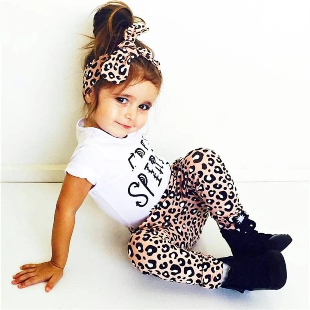 

2019 Summer Baby Girl Clothing Set Short Sleeve Letter T-shirt+Pants+Headband 3Pcs Suit Casual Outfit Newborn Baby Girl Clothes